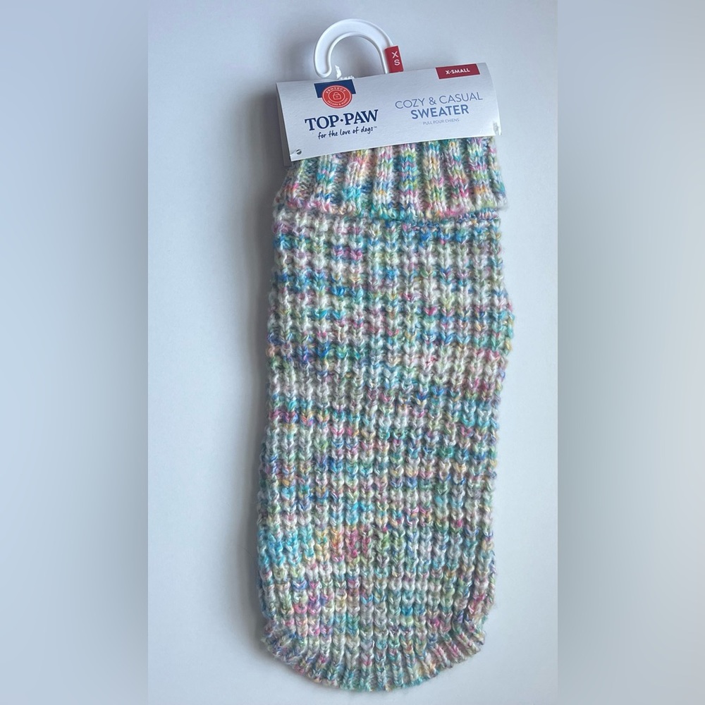 Rainbow knit dog sweater